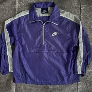 Women's Vintage 80s Nike Purple Sliver 1/4 Zip Up Anorak Windbreaker Jacket Sz M